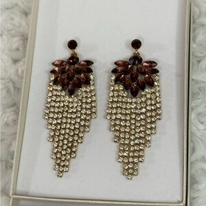 Elegant Gold and Brown Chandelier Earrings